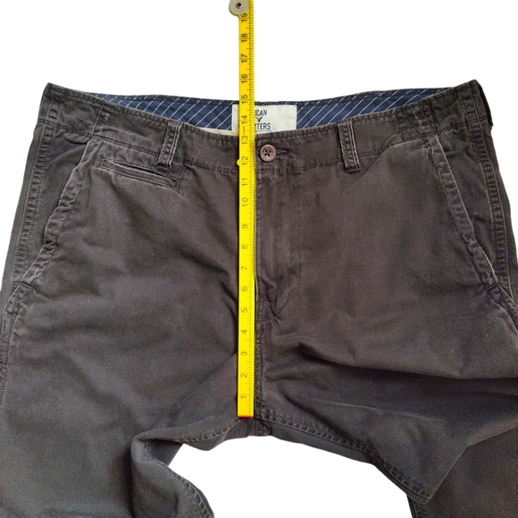 American Eagle Mens Size 42 Straight Leg Chino Khaki Work Pants Brown Distressed - Picture 7 of 10